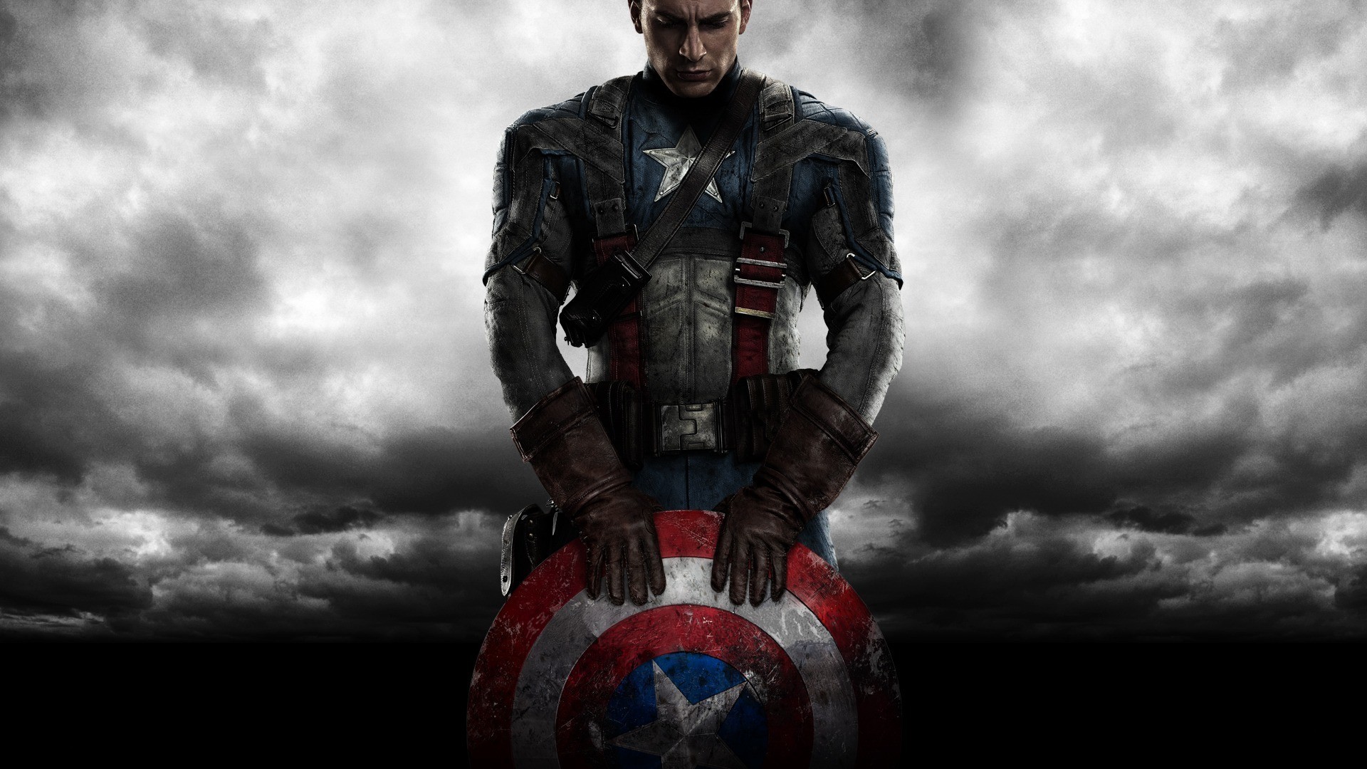 Captain America holding down his shield